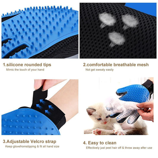 Silicone Pet Grooming Glove – Hair Removal & Bath Brush for Dogs & Cats