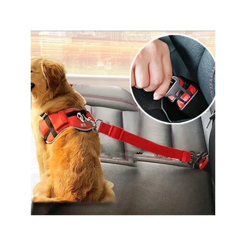 Adjustable Dog Car Seat Belt – Pet Safety Travel Restraint for Cars