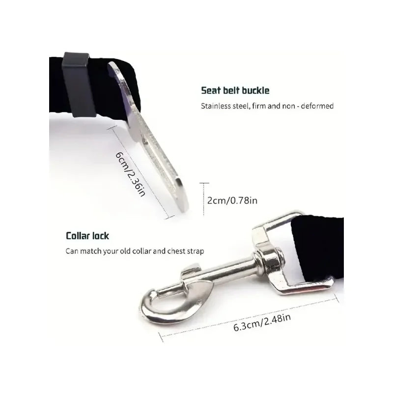 Adjustable Dog Car Seat Belt – Pet Safety Travel Restraint for Cars