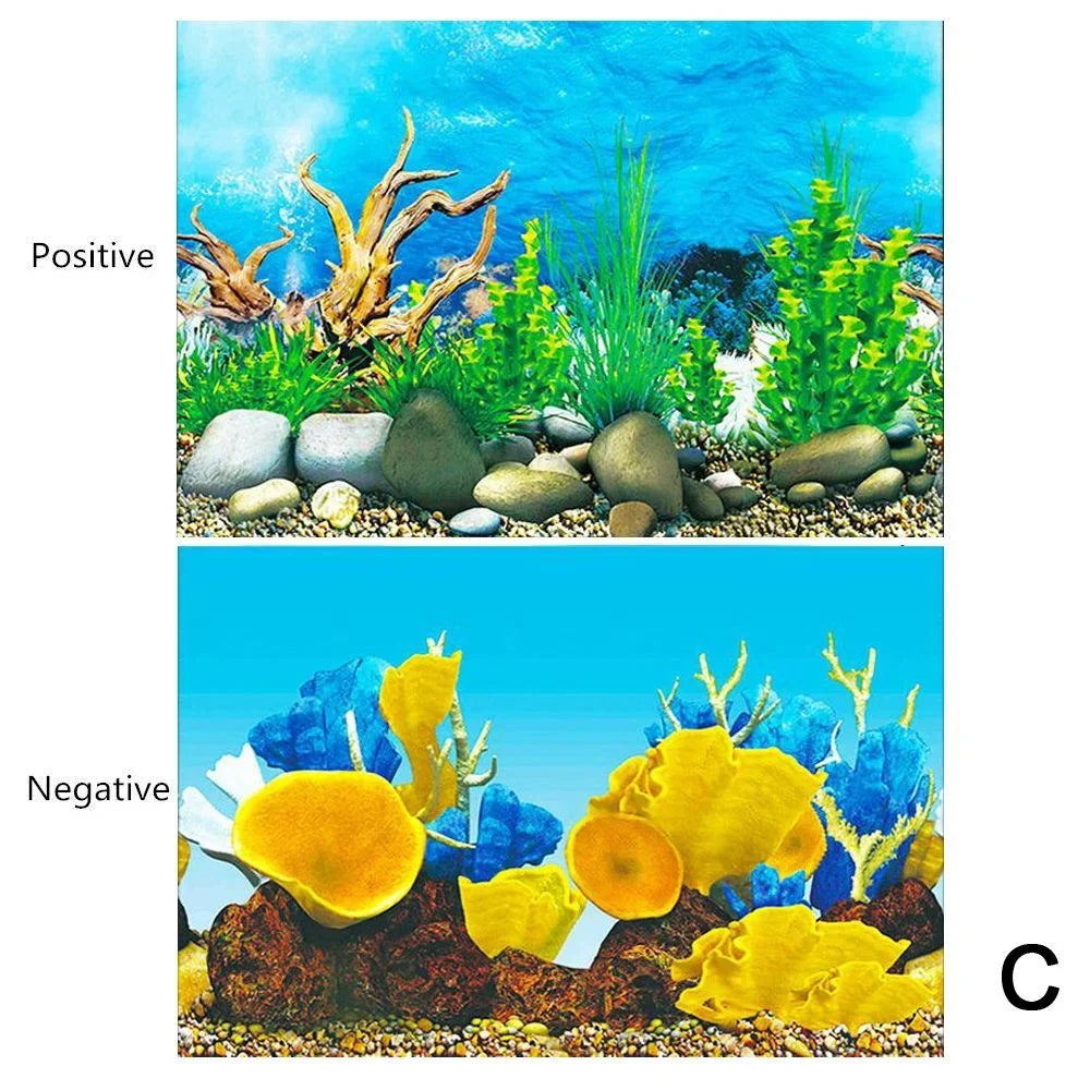 Aquarium Background Sticker – Ocean Plant Landscape Poster for Fish Tank Decor & Aquascaping