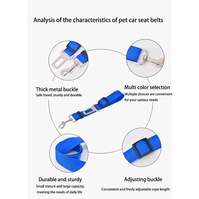 Adjustable Dog Car Seat Belt – Pet Safety Travel Restraint for Cars