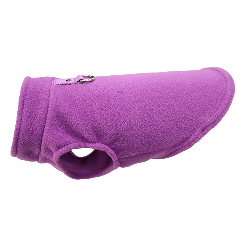 Warm Fleece Dog Jacket with D-Ring – Cozy Pet Vest for Small Dogs & Cats