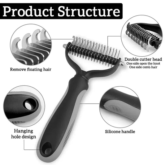 Pet Hair Removal Comb – Effective Dematting & Grooming Brush for Dogs & Cats