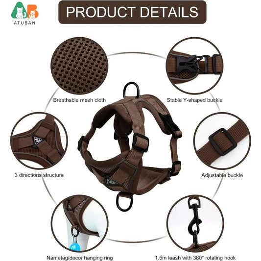 Escape Proof Cat Harness and Leash Set | Adjustable Reflective Cat Vest