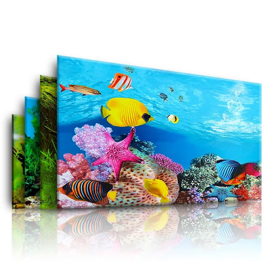 Aquarium Background Sticker – Ocean Plant Landscape Poster for Fish Tank Decor & Aquascaping