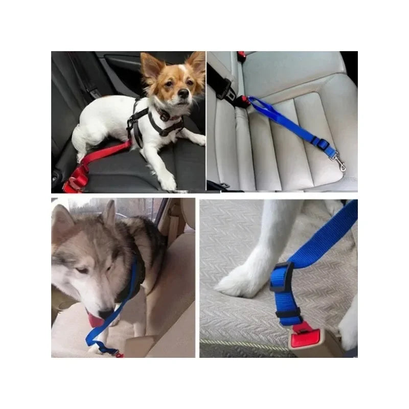 Adjustable Dog Car Seat Belt – Pet Safety Travel Restraint for Cars