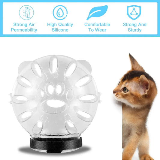 Cat Muzzle with 4PCS Paw Covers – Breathable Anti-Bite Space Hood Helmet for Grooming & Vet Visits