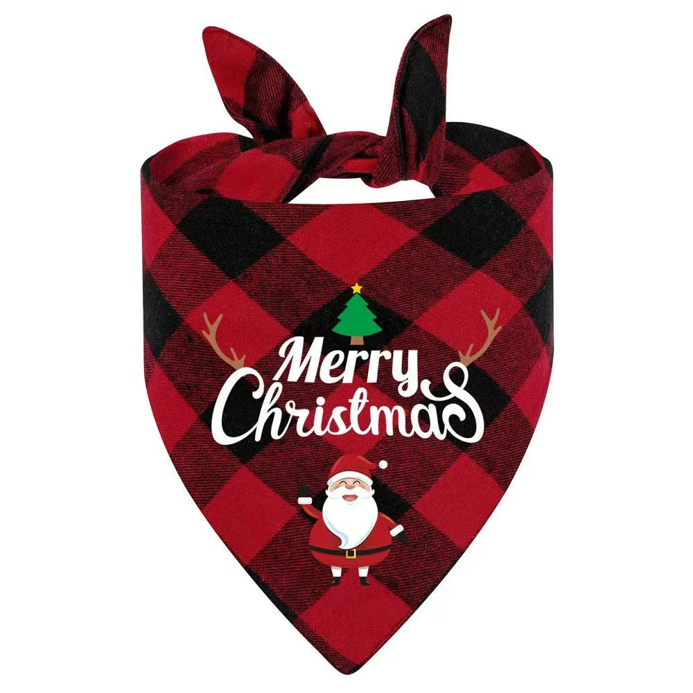 Christmas Dog Bandana Bib – Santa & Snowman Design | Adjustable Holiday Pet Scarf