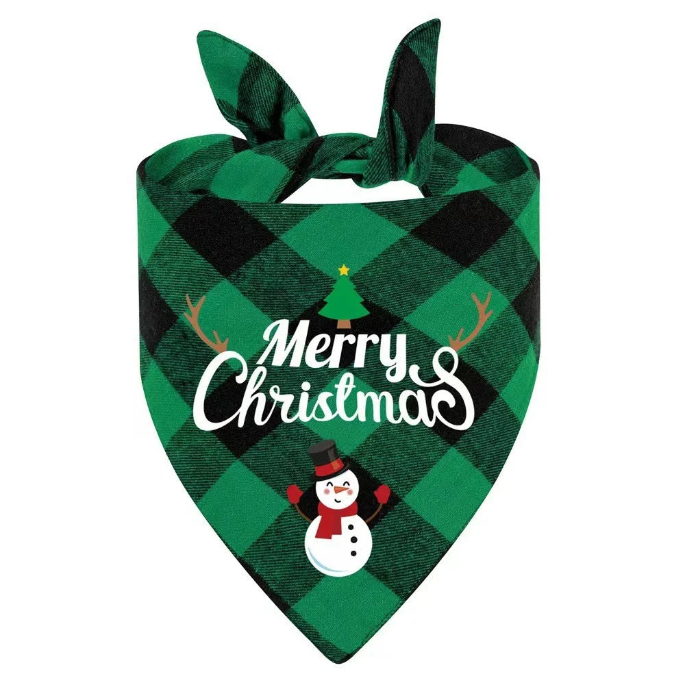 Christmas Dog Bandana Bib – Santa & Snowman Design | Adjustable Holiday Pet Scarf