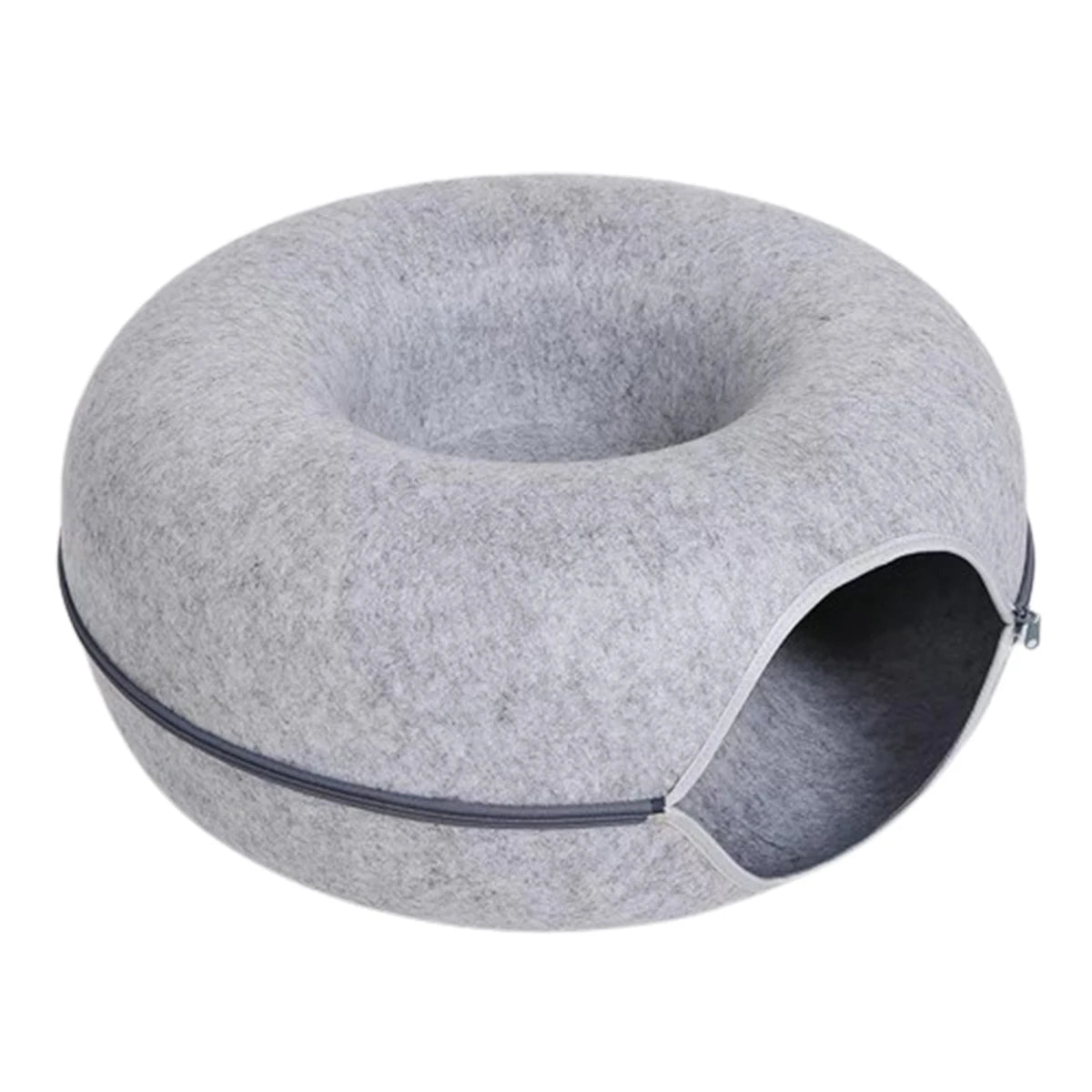 Felt Donut Cat Bed & Hideaway Tunnel – 2-in-1 Cozy House