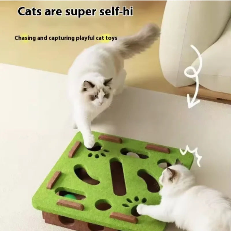 Interactive Cat Puzzle Toy – Felt Maze Box with Bell Ball