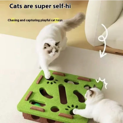Interactive Cat Puzzle Toy – Felt Maze Box with Bell Ball