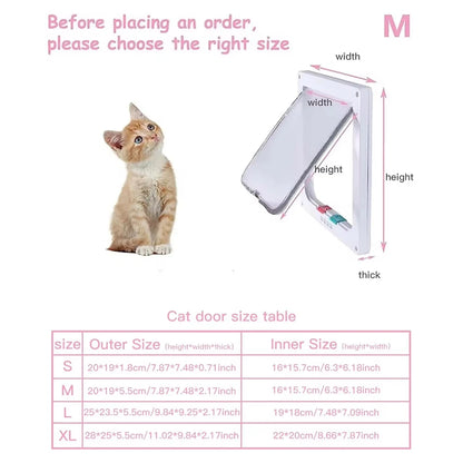 4-Way Locking Cat Door – Weatherproof Pet Door for Interior, Cabinet & Garage Doors (Fits Cats up to 20 lbs, 4 Sizes)
