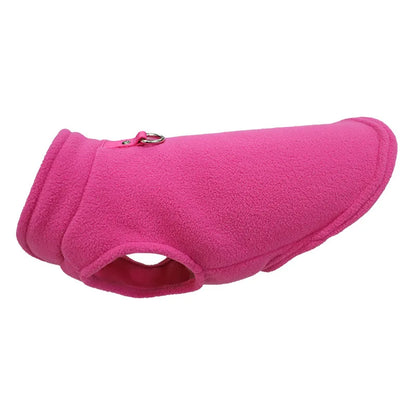 Warm Fleece Dog Jacket with D-Ring – Cozy Pet Vest for Small Dogs & Cats