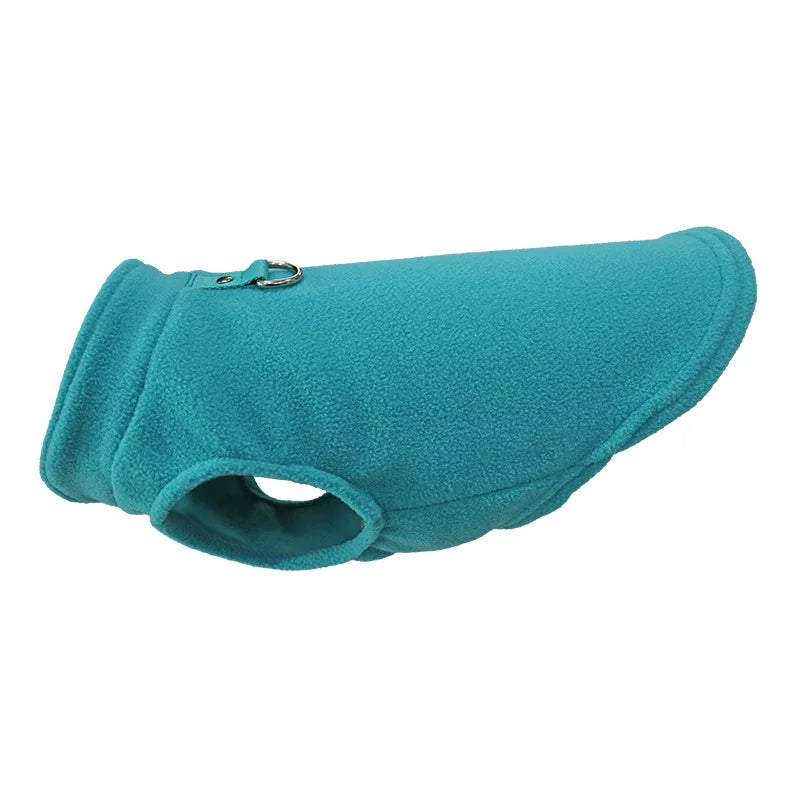 Warm Fleece Dog Jacket with D-Ring – Cozy Pet Vest for Small Dogs & Cats
