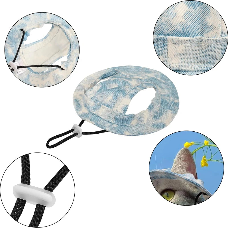 Breathable Cotton Pet Sun Hat – Adjustable Dog & Cat Fisherman Cap