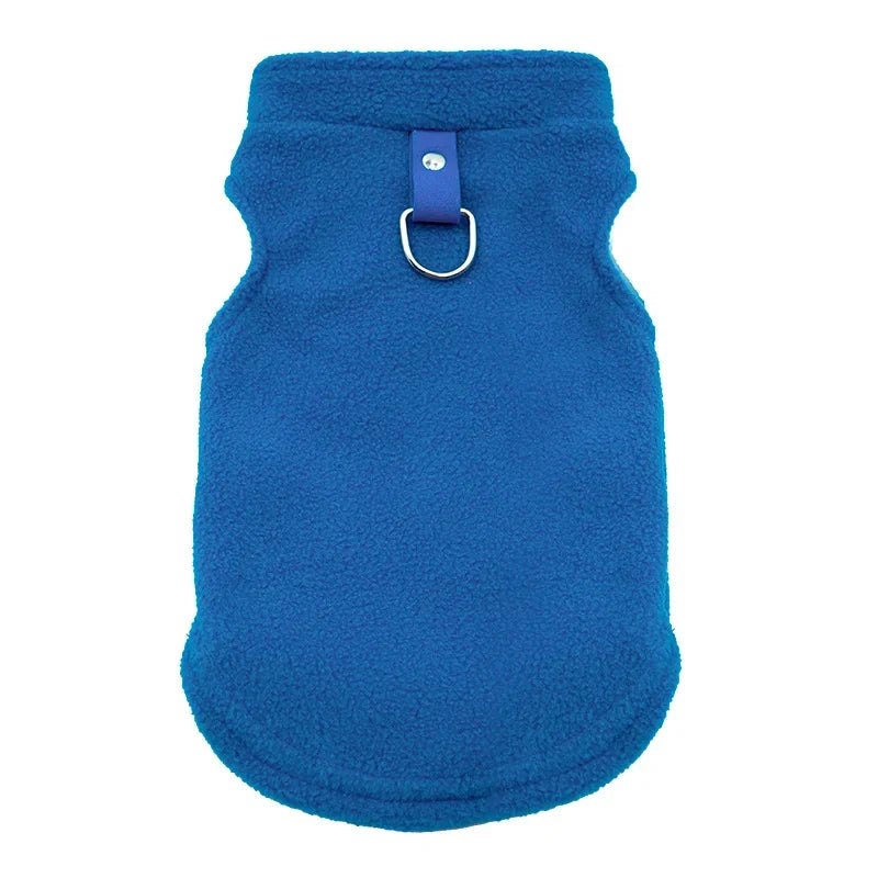 Warm Fleece Pet Jacket with D-Ring – Winter Coat for Small Dogs & Cats