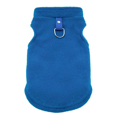 Warm Fleece Pet Jacket with D-Ring – Winter Coat for Small Dogs & Cats