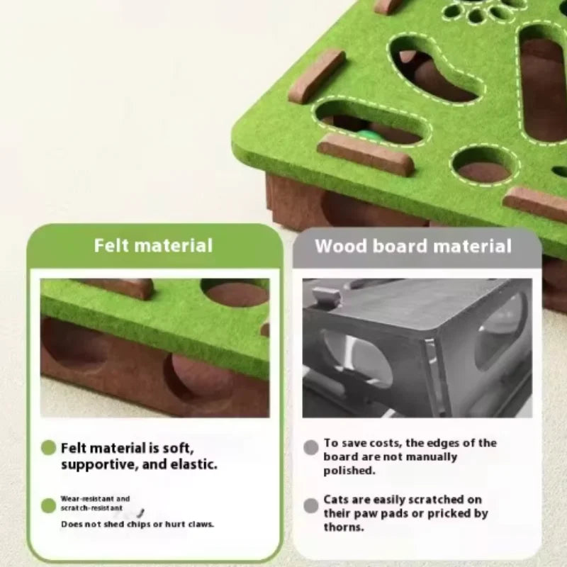 Interactive Cat Puzzle Toy – Felt Maze Box with Bell Ball