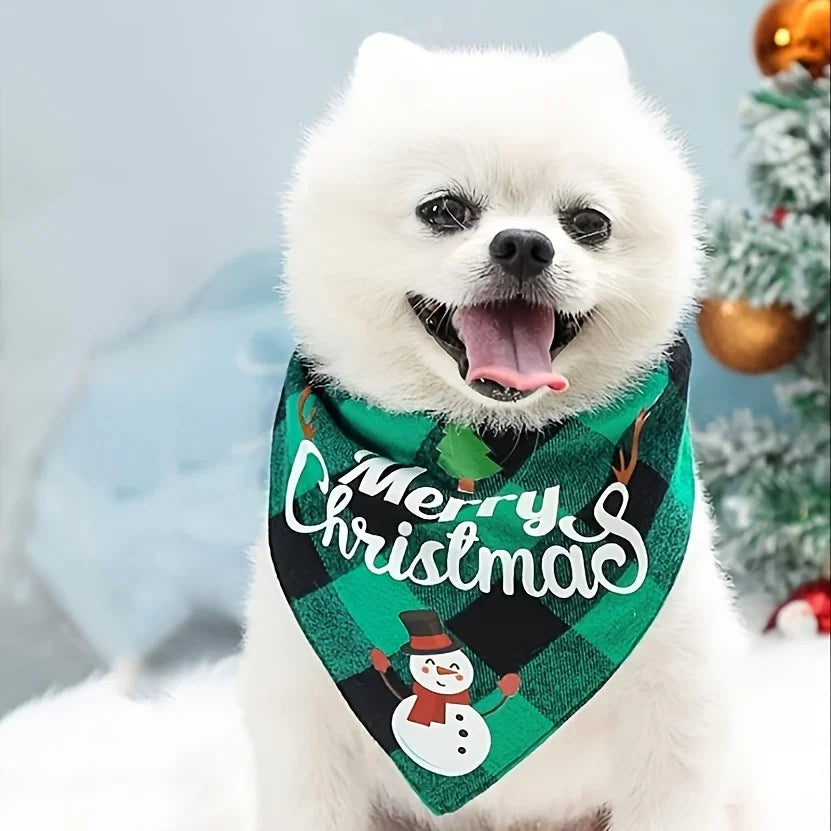 Christmas Dog Bandana – Santa & Snowman Design