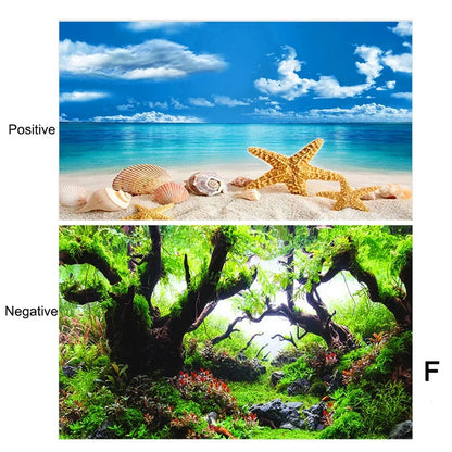 Aquarium Background Sticker – Ocean Plant Landscape Poster for Fish Tank Decor & Aquascaping