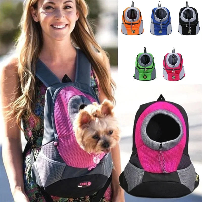 Outdoor Pet Dog Carrier Bag Portable Double Shoulder Mesh Backpack Travel Backpack  Front Bag Head Carrying Bags for Cat