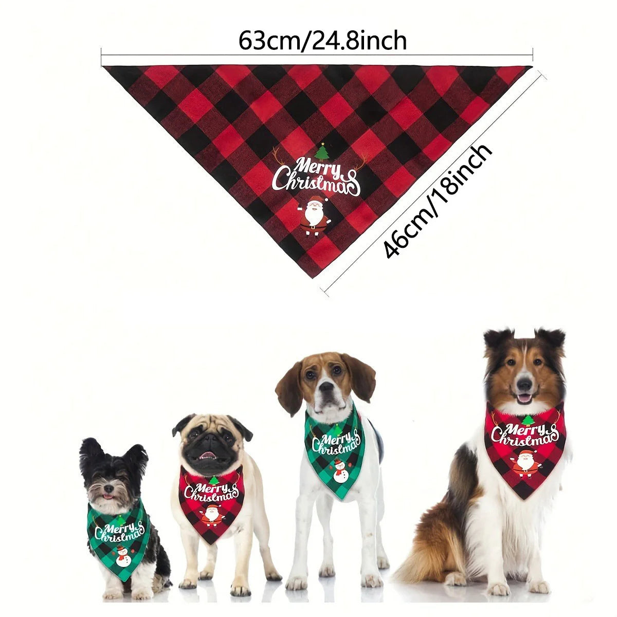 Christmas Dog Bandana Bib – Santa & Snowman Design | Adjustable Holiday Pet Scarf