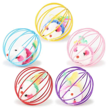 Interactive Mouse Cage Cat Toy – Colorful Chase Toy for Cats