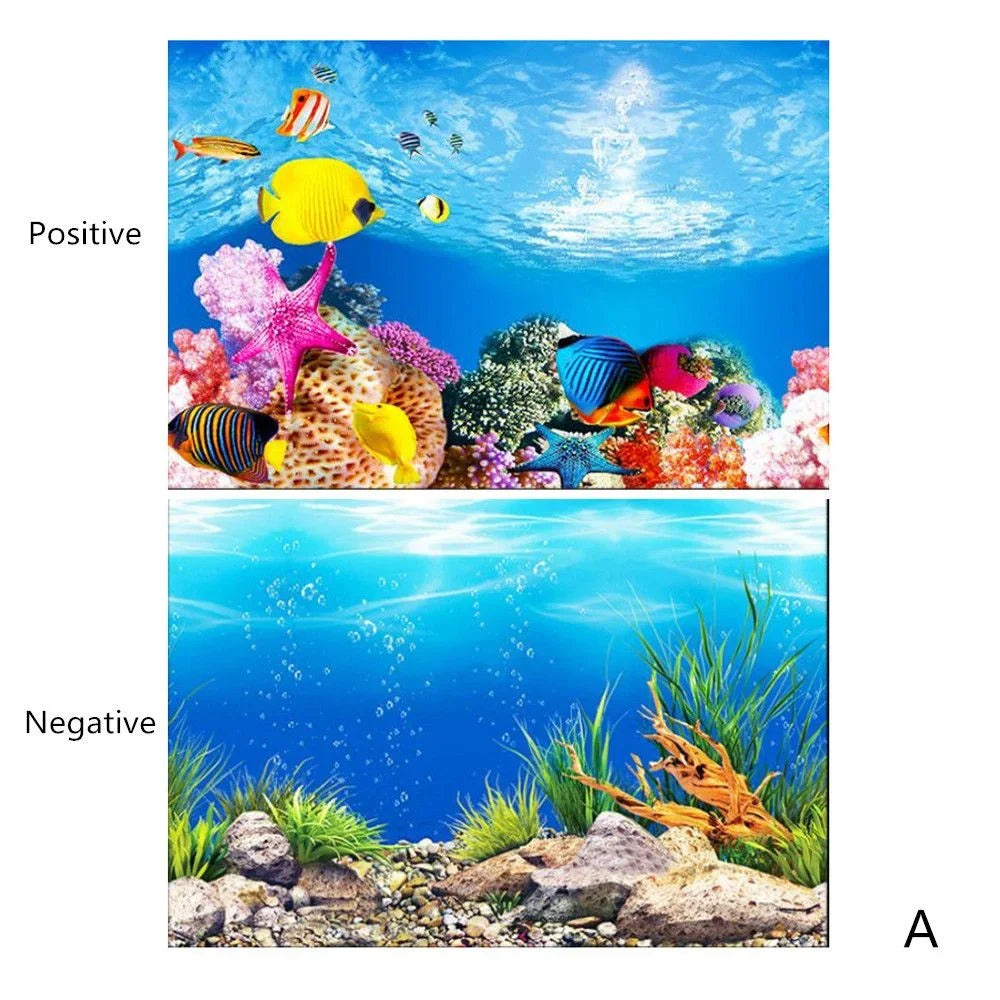 Aquarium Background Sticker – Ocean Plant Landscape Poster for Fish Tank Decor & Aquascaping