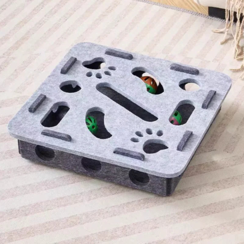 Interactive Cat Puzzle Toy – Felt Maze Box with Bell Ball