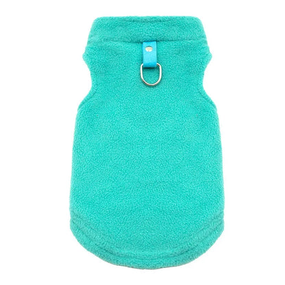 Warm Fleece Pet Jacket with D-Ring – Winter Coat for Small Dogs & Cats