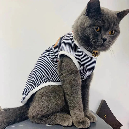 Striped Summer Cotton Pet Vest – Sleeveless T-Shirt for Small Dogs & Cats