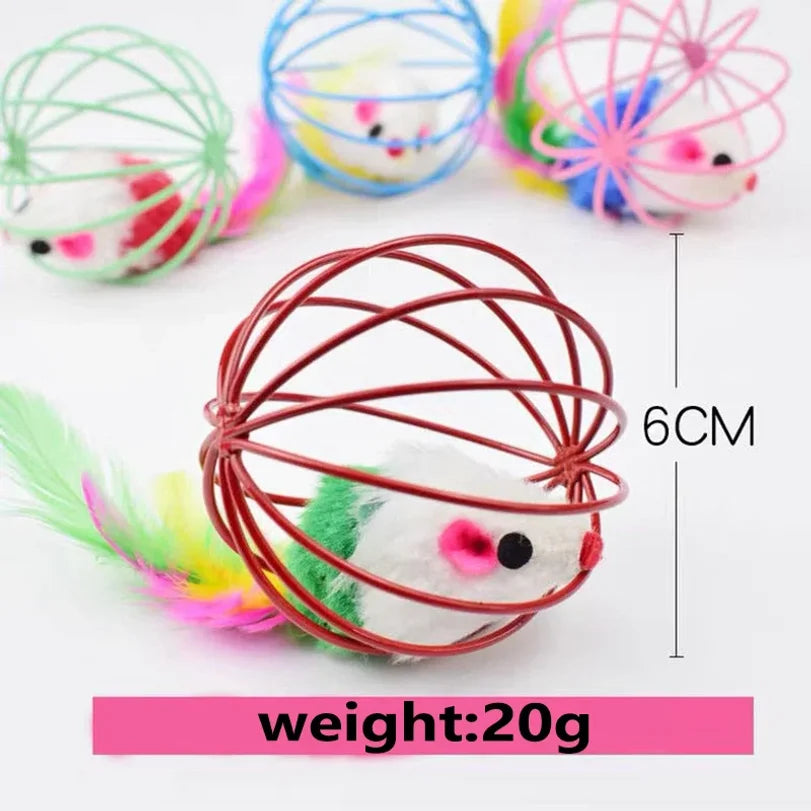 Interactive Mouse Cage Cat Toy – Colorful Chase Toy for Cats