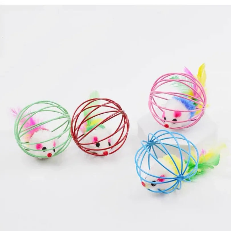 Interactive Mouse Cage Cat Toy – Colorful Chase Toy for Cats