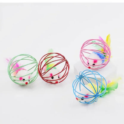 Interactive Mouse Cage Cat Toy – Colorful Chase Toy for Cats