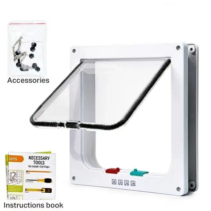 4-Way Locking Cat Door – Weatherproof Pet Door for Interior, Cabinet & Garage Doors (Fits Cats up to 20 lbs, 4 Sizes)