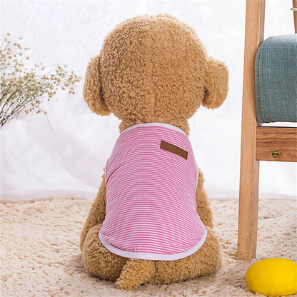 Striped Summer Cotton Pet Vest – Sleeveless T-Shirt for Small Dogs & Cats