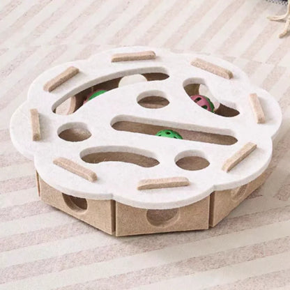 Interactive Cat Puzzle Toy – Felt Maze Box with Bell Ball