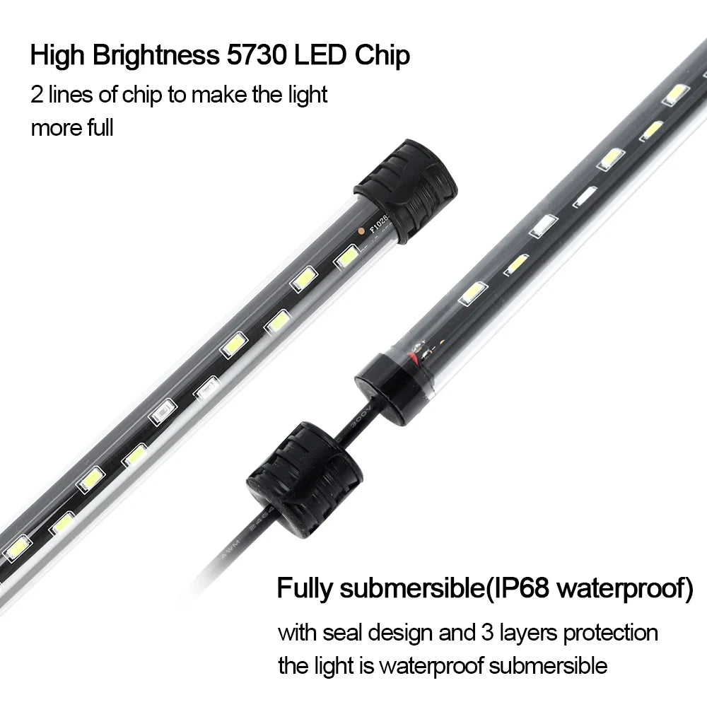 Waterproof LED Aquarium Plant Grow Light – 18-58CM Adjustable Fish Tank Lamp with 5730 Chips, 90-260V