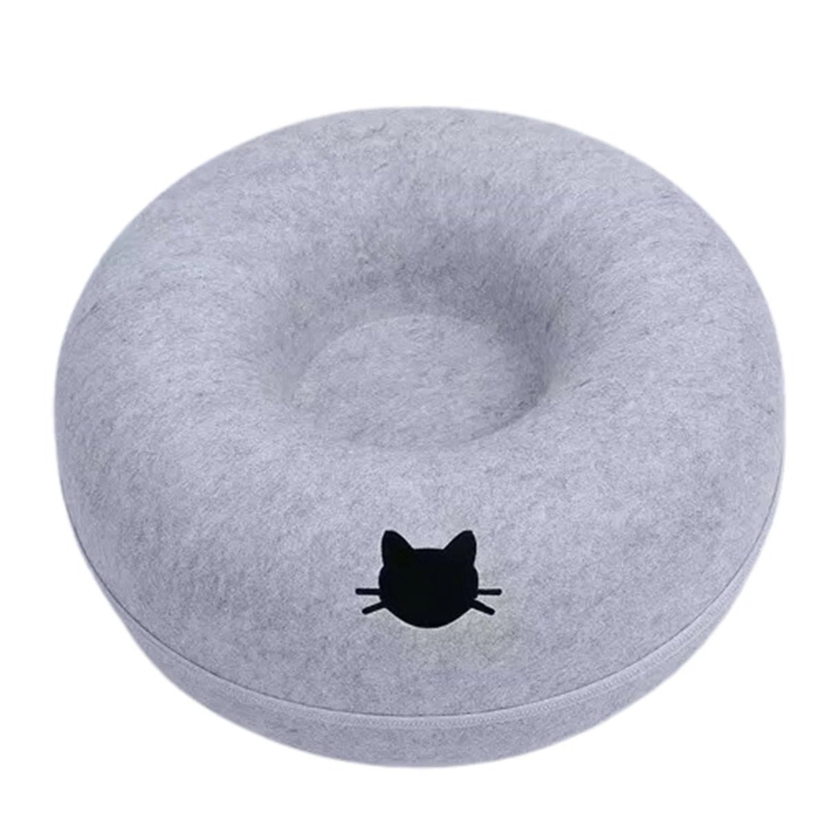 Felt Donut Cat Bed & Hideaway Tunnel – 2-in-1 Cozy House
