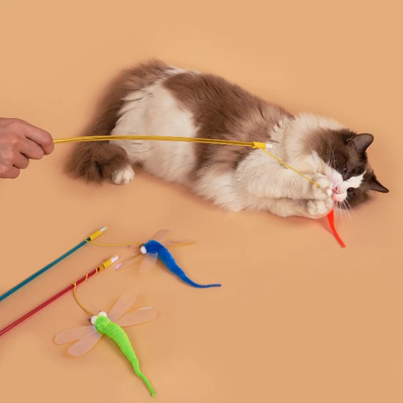 cat toy, dragonfly, cat toy stick