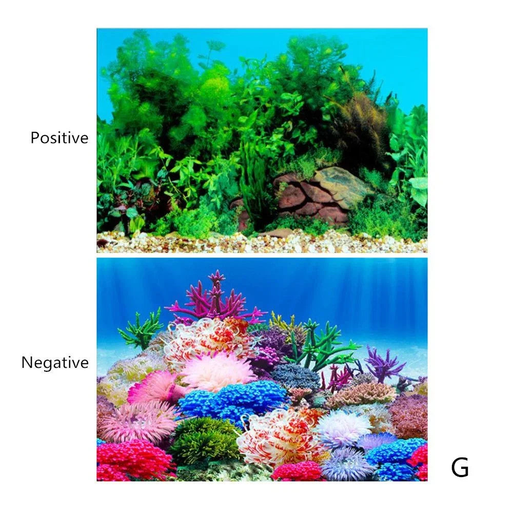 Aquarium Background Sticker – Ocean Plant Landscape Poster for Fish Tank Decor & Aquascaping
