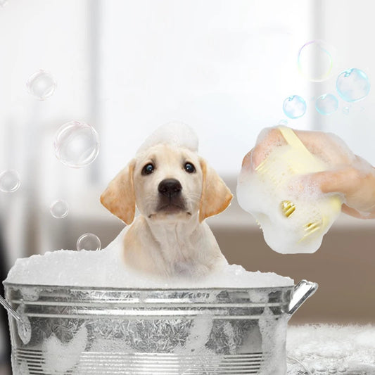 Silicone Pet Grooming Tool with Shampoo Dispenser