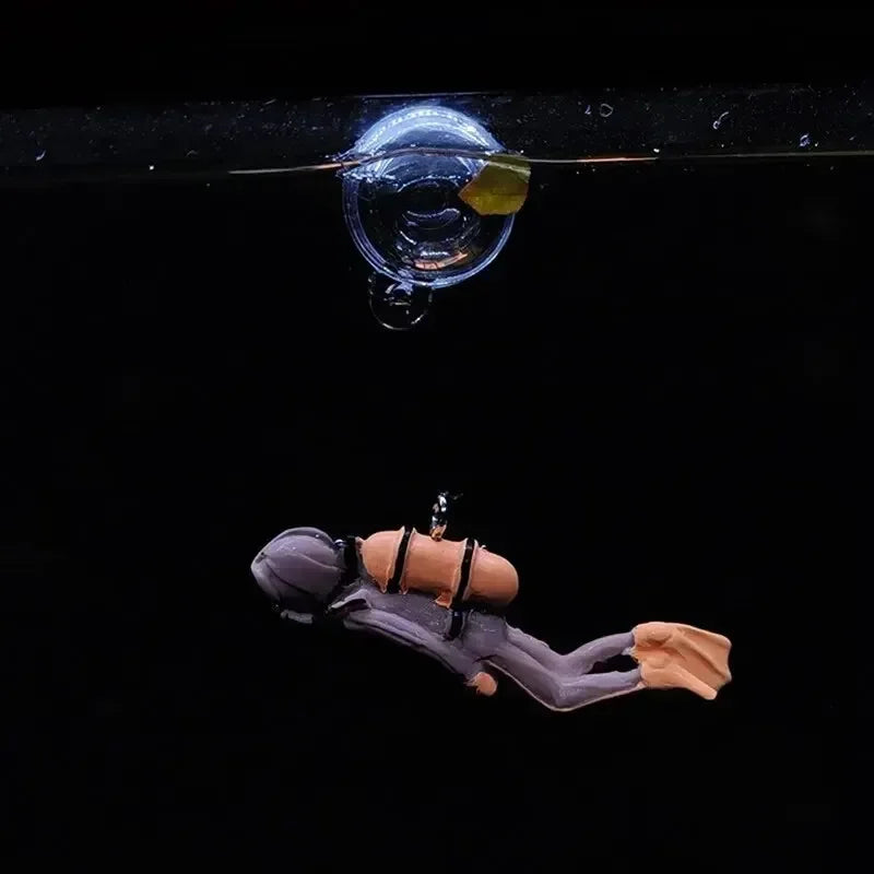 Floating Diver Aquarium Ornament – Hayao Miyazaki Blue Character with Ball & Line, Fish Tank Landscape Decoration Gift