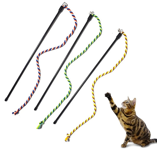 Interactive Cat Teaser Wand – Rope Stick Toy for Chasing & Chewing