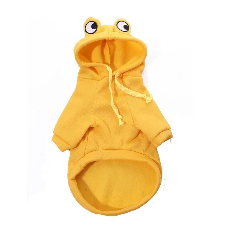 Cute Frog Hoodie for Small Dogs & Cats – Soft Fleece Winter Sweatshirt