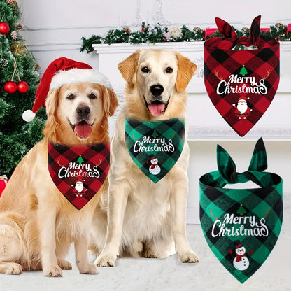 Christmas Dog Bandana – Santa & Snowman Design