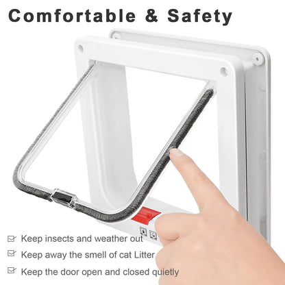 4-Way Locking Cat Door – Weatherproof Pet Door for Interior, Cabinet & Garage Doors (Fits Cats up to 20 lbs, 4 Sizes)