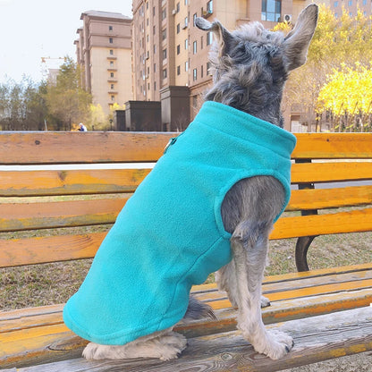 Warm Fleece Dog Jacket with D-Ring – Cozy Pet Vest for Small Dogs & Cats