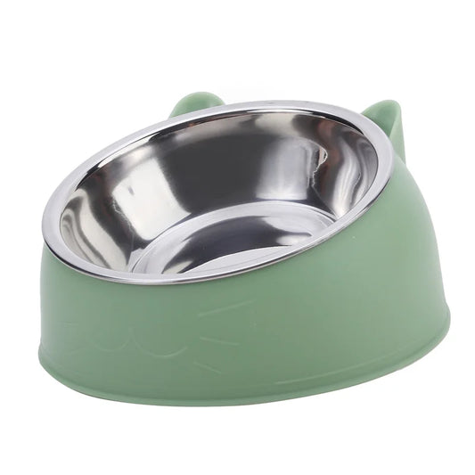 pet food bowl, inclined pet food bowl, stainless steel